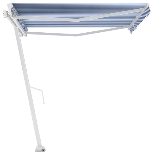 vidaXL Freestanding Manual Retractable Awning 157.5"x118.1" Blue/White