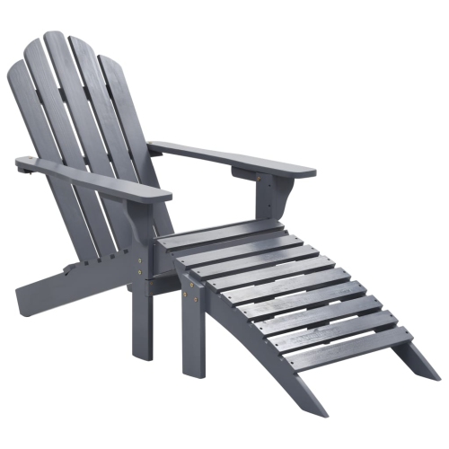 VIDAXL  Patio Chair With Ottoman Wood In Gray