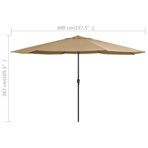 vidaXL Outdoor Parasol with Metal Pole 157.5" Taupe