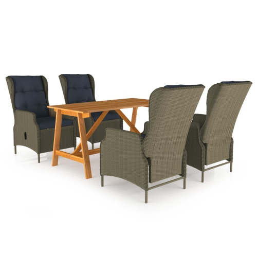 VIDAXL  5 Piece Patio Dining Set In Brown
