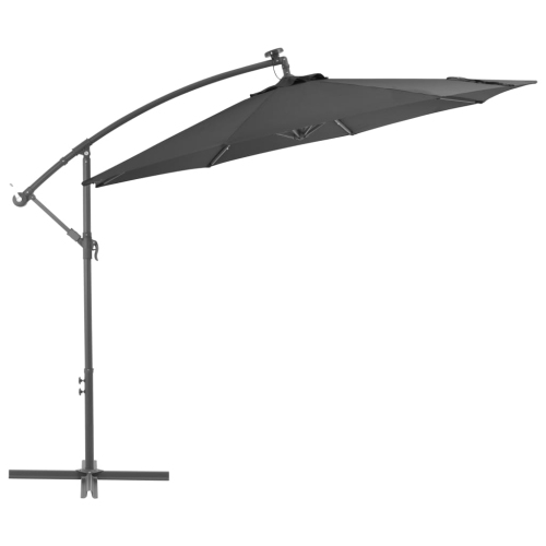 vidaXL Cantilever Umbrella with LED Lights and Steel Pole 118.1" Anthracite