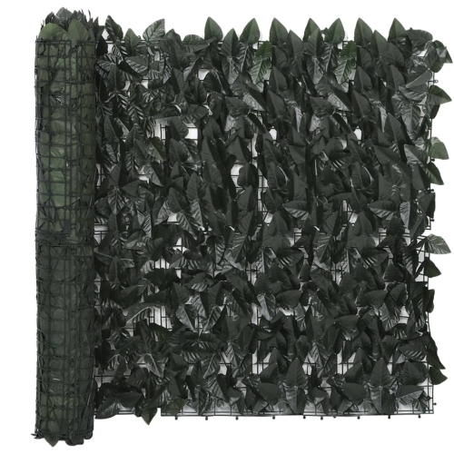 Écran de balcon avec feuilles vert foncé de 157.5 x 29,5 po