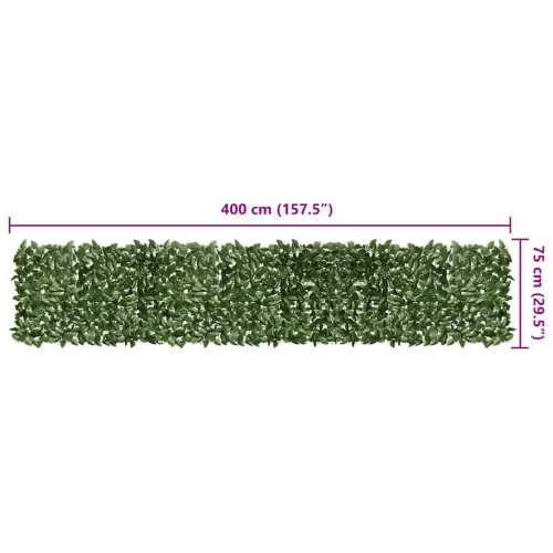 vidaXL Balcony Screen with Dark Green Leaves 157.5"x29.5"