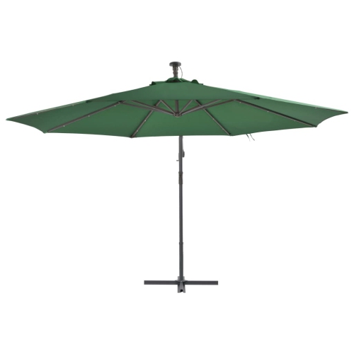 vidaXL Cantilever Umbrella with LED Lights and Metal Pole 137.8" Green