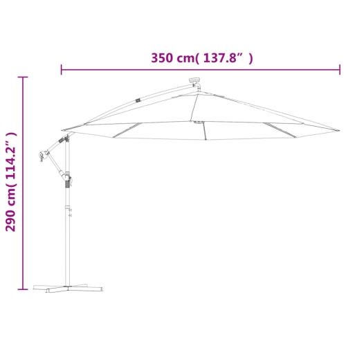 vidaXL Cantilever Umbrella with LED Lights and Metal Pole 137.8" Green