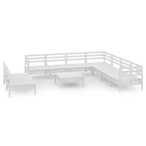vidaXL 10 Piece Patio Lounge Set Solid Pinewood White
