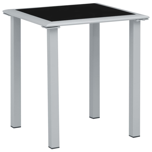 VIDAXL  Patio Table And Silver 16.1"x16.1"x17.7" Steel And Glass In Black