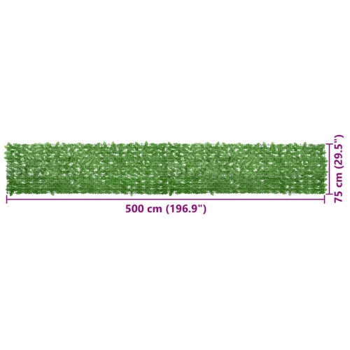 vidaXL Balcony Screen with Green Leaves 196.9"x29.5"