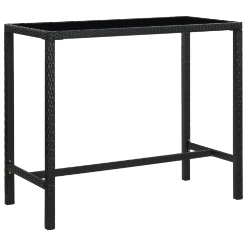vidaXL Patio Bar Table Black 51.2"x23.6"x43.3" Poly Rattan and Glass