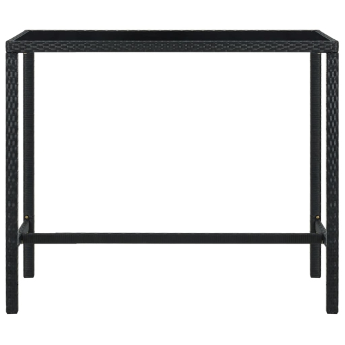 vidaXL Patio Bar Table Black 51.2"x23.6"x43.3" Poly Rattan and Glass