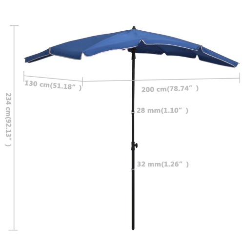 vidaXL Garden Parasol with Pole 78.7"x51.2" Azure Blue