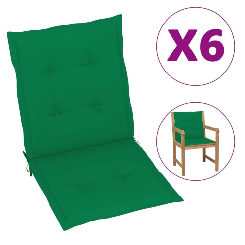 VIDAXL  Garden Chair Cushions 6 PCs Green 39.4"x19.7"x1.2"