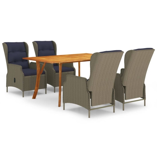VIDAXL  5 Piece Patio Dining Set In Brown