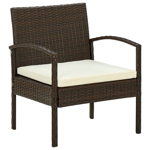 VIDAXL  Patio Chair With Cushion Poly Rattan In Brown