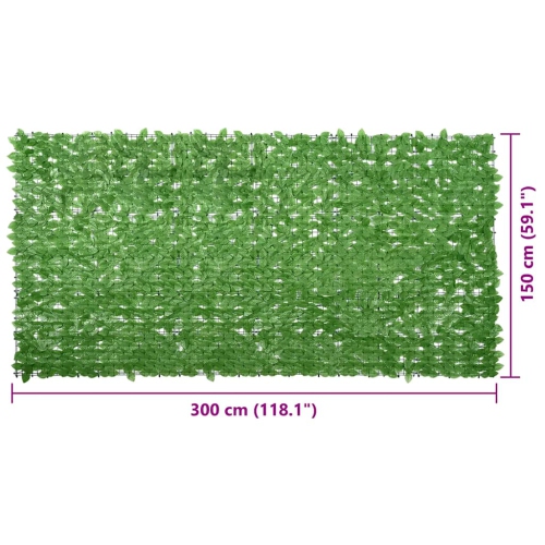 vidaXL Balcony Screen with Green Leaves 118.1"x59.1"