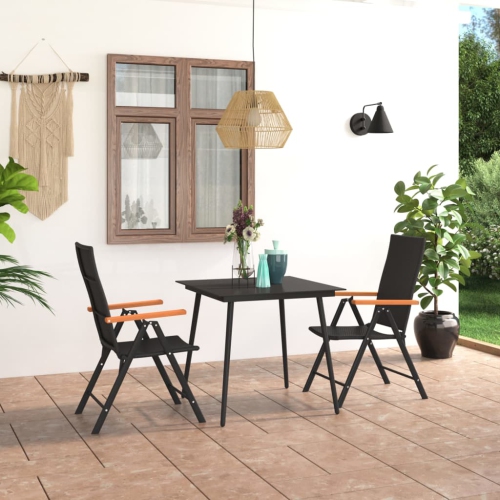 VIDAXL  3 Piece Patio Dining Set Black And In Brown