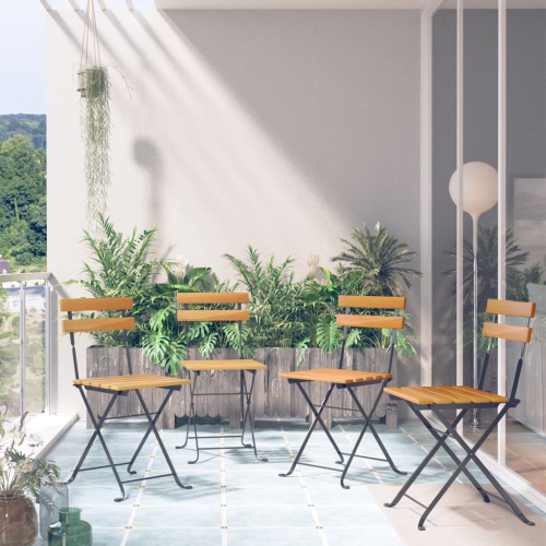 VIDAXL  Folding Bistro Chair 4 PCs Solid Acacia Wood