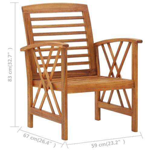 vidaXL Patio Chairs 2 pcs Solid Acacia Wood