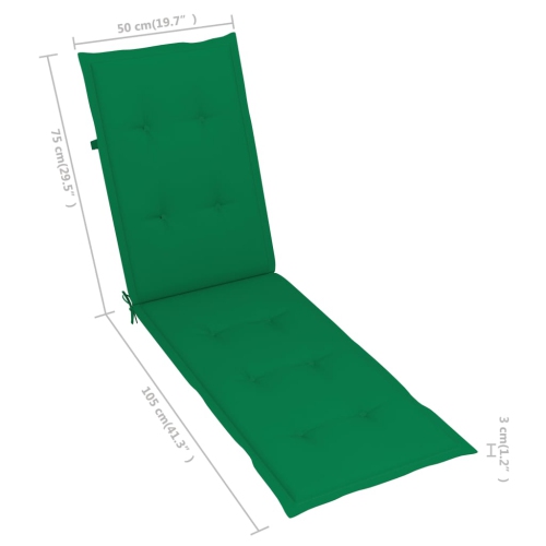 vidaXL Deck Chair Cushion Greenx19.7"x1.2"