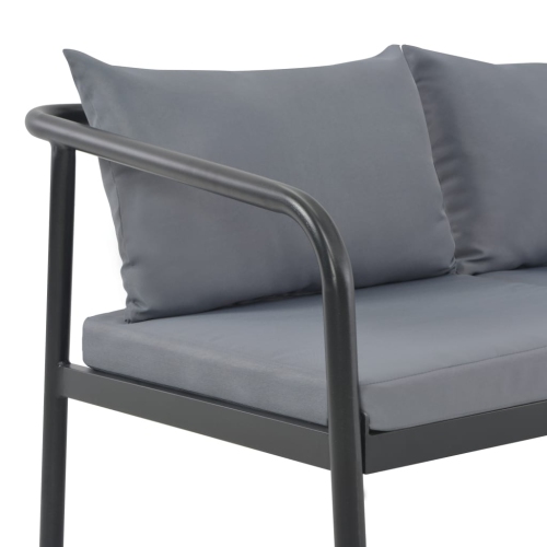 vidaXL 2 Seater Patio Sofa with Cushions Gray Aluminium