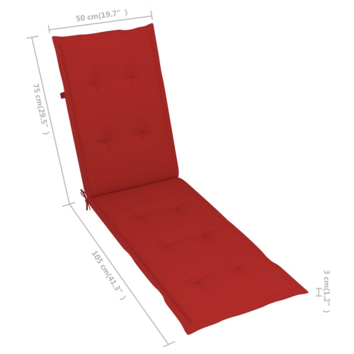 vidaXL Deck Chair Cushion Redx19.7"x1.2"