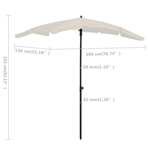 vidaXL Garden Parasol with Pole 78.7"x51.2" Sand