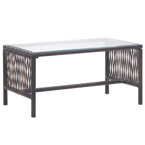 Ensemble de patio de 4 pièces avec coussins en poly rotin brun VidaXL