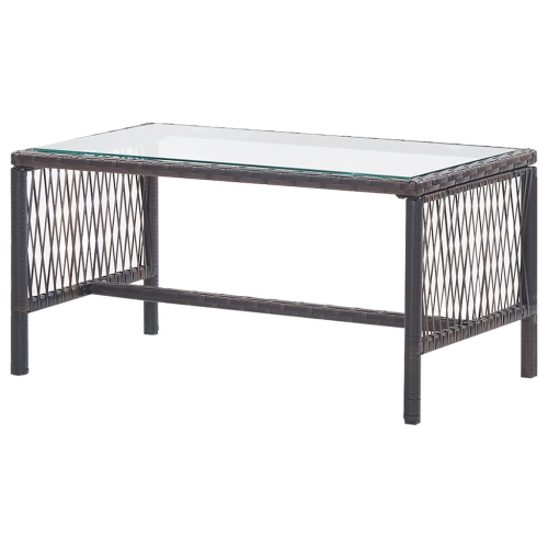 Ensemble de patio de 4 pièces avec coussins en poly rotin brun VidaXL