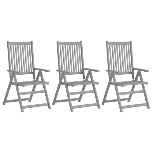 Chaises inclinables de patio VidaXL 3 pièces avec coussins en bois d’acacia massif