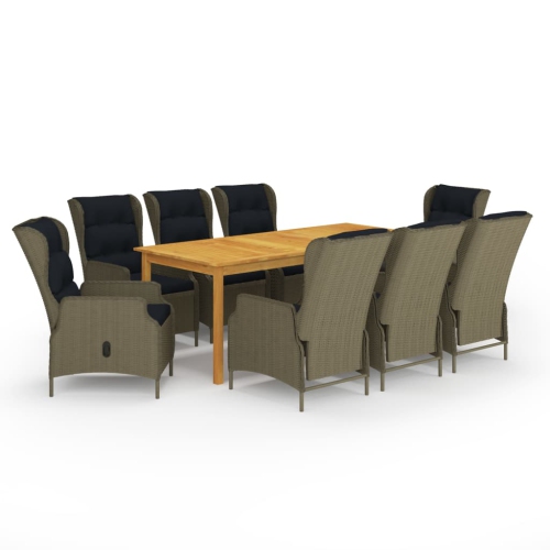 VIDAXL  9 Piece Patio Dining Set In Brown