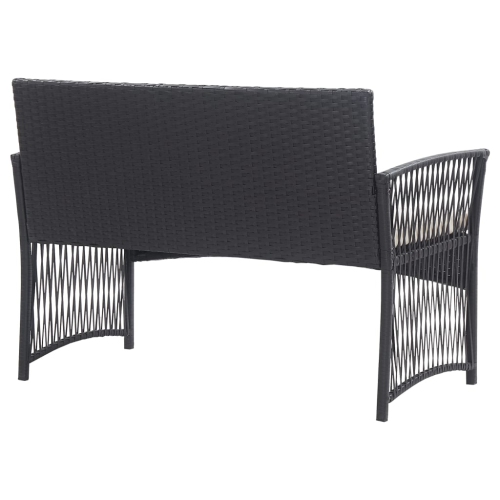 Ensemble de patio de 4 pièces avec coussins en poly rotin noir ViddaXL