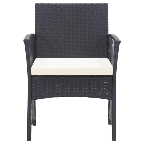 Ensemble de patio de 4 pièces avec coussins en poly rotin noir ViddaXL