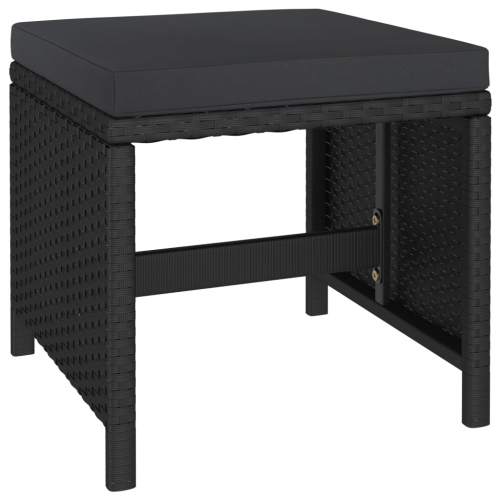 vidaXL 6 Piece Patio Dining Set with Cushions Poly Rattan Black