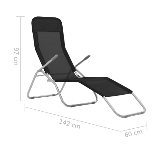vidaXL Folding Sun Loungers 2 pcs Textilene Black