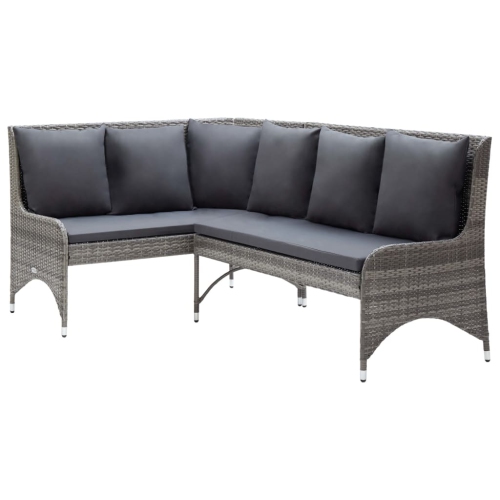 vidaXL Patio Corner Sofas 2 pcs Poly Rattan Gray