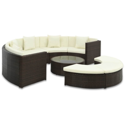 VIDAXL  7 Piece Patio Lounge Set With Cushions Poly Rattan In Brown