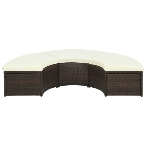 vidaXL 7 Piece Patio Lounge Set with Cushions Poly Rattan Brown