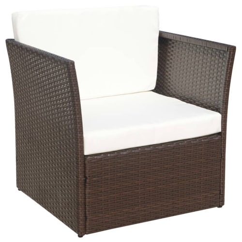 Chaise de patio VidaXL avec tabouret en poly rotin brun