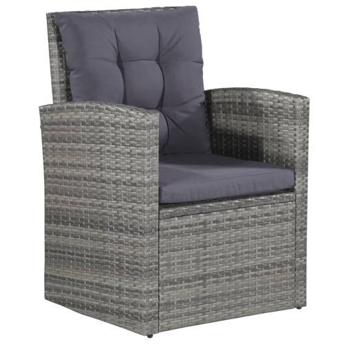 vidaXL 6 Piece Patio Lounge Set with Cushions Poly Rattan Gray