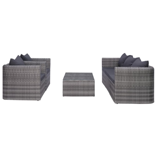 vidaXL 6 Piece Patio Sofa Set with Cushions & Pillows Poly Rattan Gray