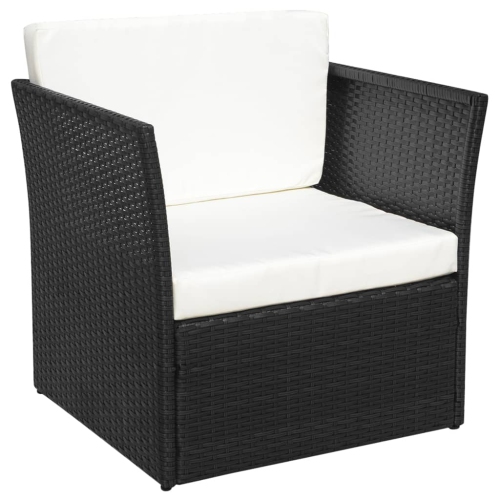 vidaXL Patio Chair with Stool Poly Rattan Black