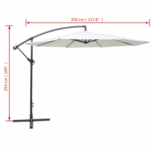 vidaXL Cantilever Umbrella 137.8" Sand White