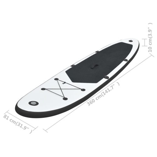 vidaXL Inflatable Stand up Paddle Board Set Black and White