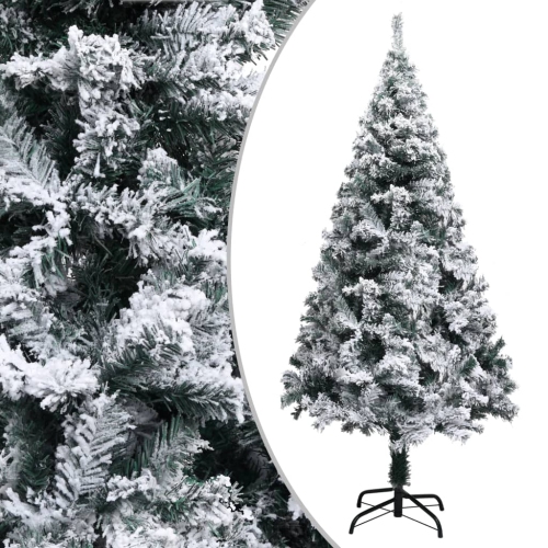 VIDAXL  Artificial Christmas Tree With Flocked Snow 59.1" Pvc In Green