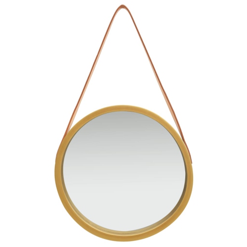 vidaXL Wall Mirror with Strap 15.7" Gold