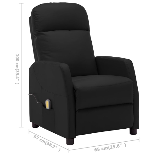 vidaXL Electric Massage Reclining Chair Black Faux Leather
