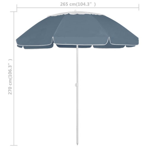 vidaXL Beach Umbrella Blue 118.1"