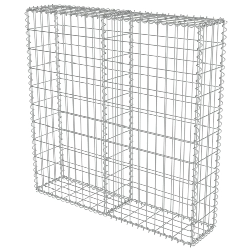 vidaXL Gabion Wall with Covers Galvanized Steel 39.4"x7.87"x39.4"