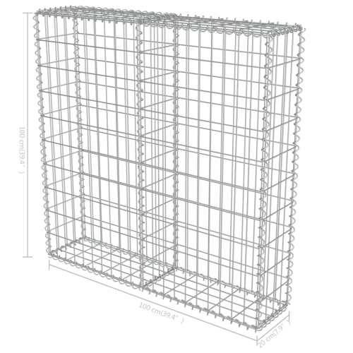 vidaXL Gabion Wall with Covers Galvanized Steel 39.4"x7.87"x39.4"