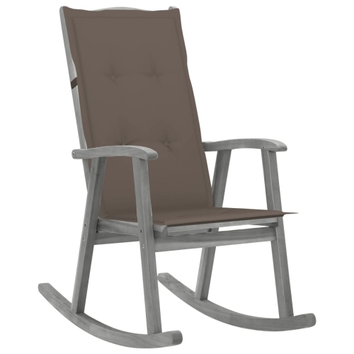 Chaise berçante VidaXL en bois d’acacia massif avec coussins gris